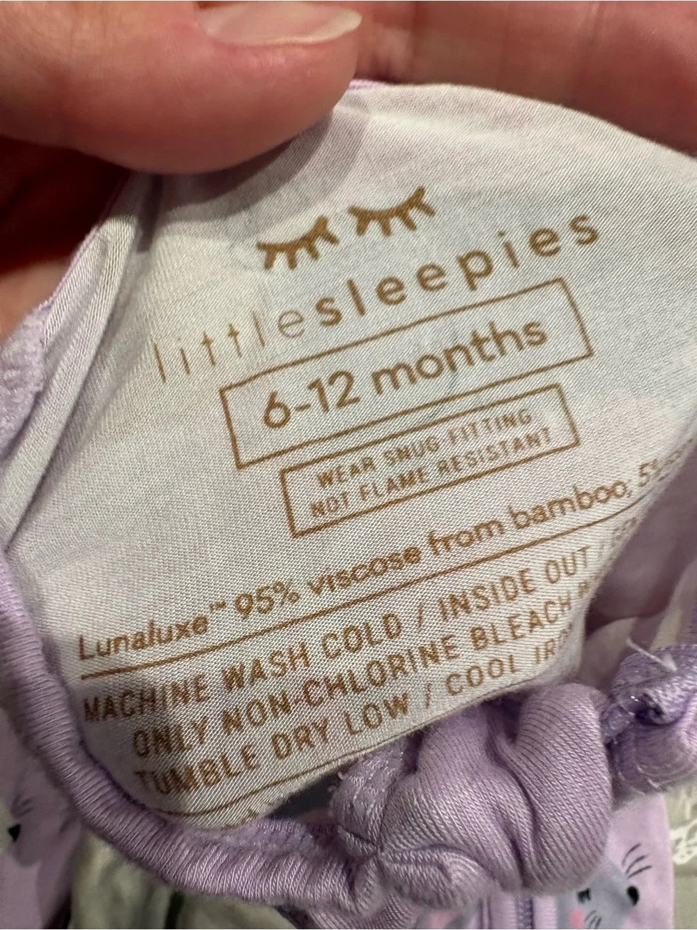 Little Sleepies purple Easter bunny print zip pj 6-12 months